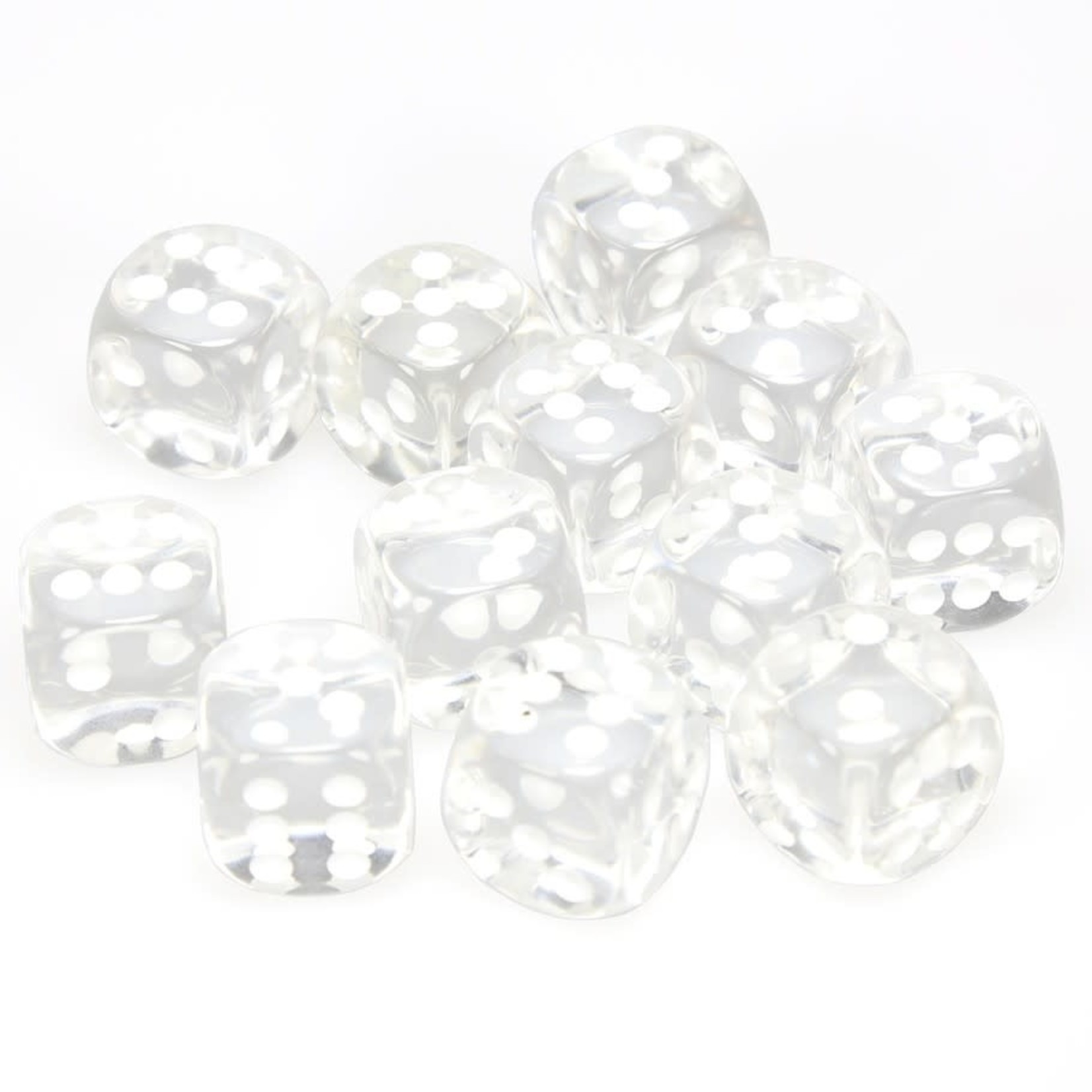 Chessex Chessex Translucent Clear with White 16 mm d6 12 die set