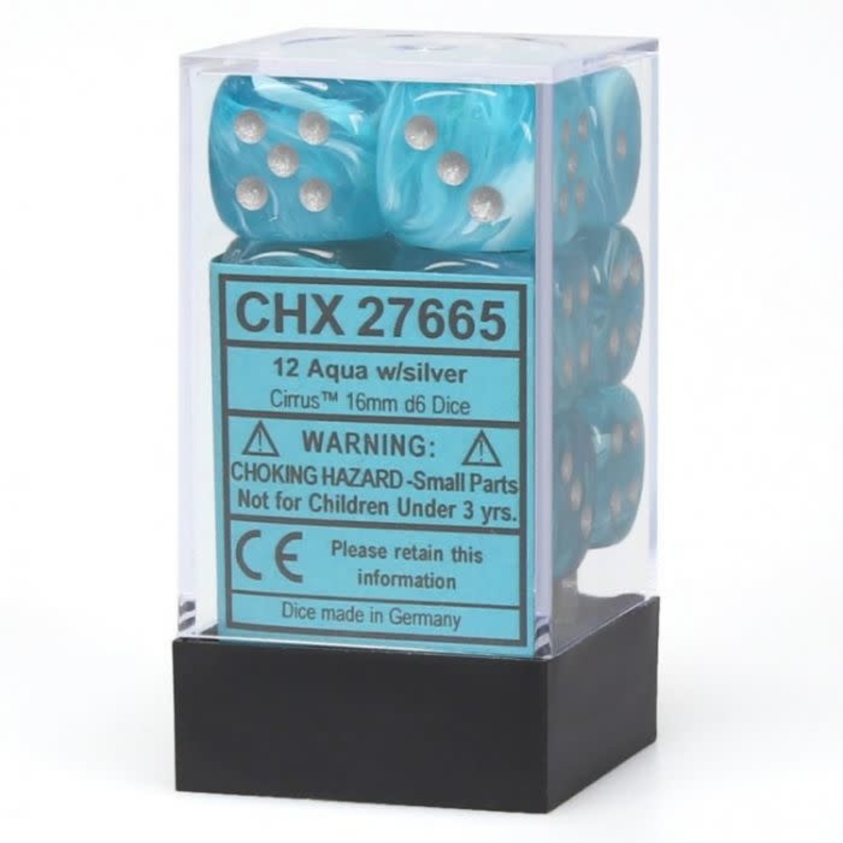 Chessex Chessex Cirrus Aqua with Silver 16 mm d6 12 die set
