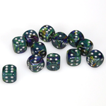 Chessex Chessex Festive Menagerie Green with Silver 16 mm d6 12 die set