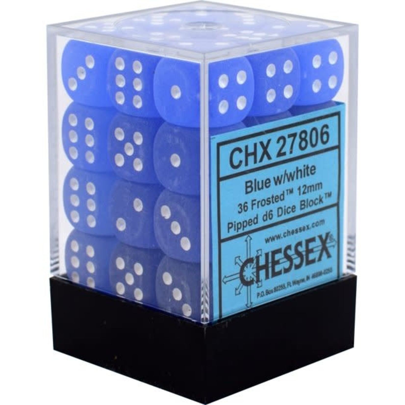 Chessex Chessex Frosted Blue with White 12 mm d6 36 die set