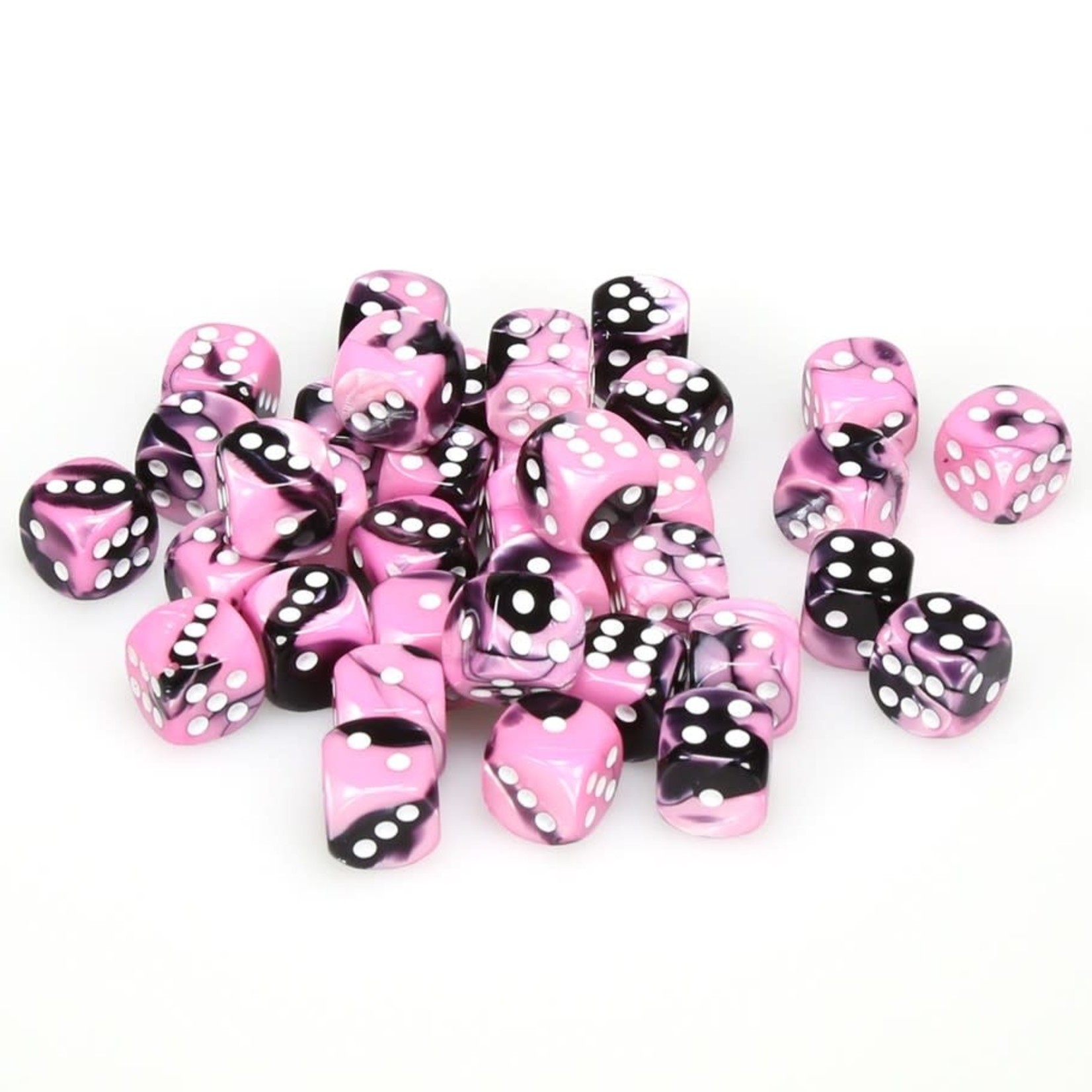 Chessex Chessex Gemini Black / Pink with White 12 mm d6 36 die set