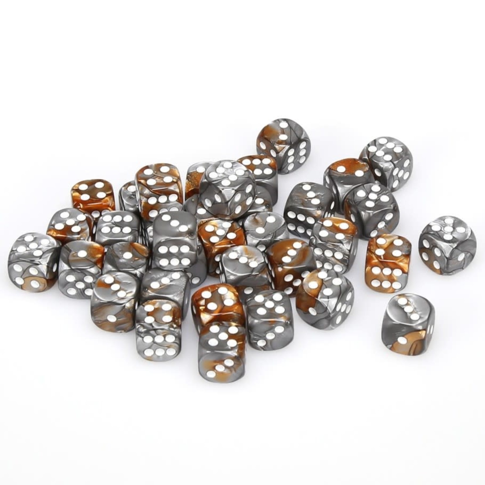 Chessex Chessex Gemini Copper / Steel with White 12 mm d6 36 die set