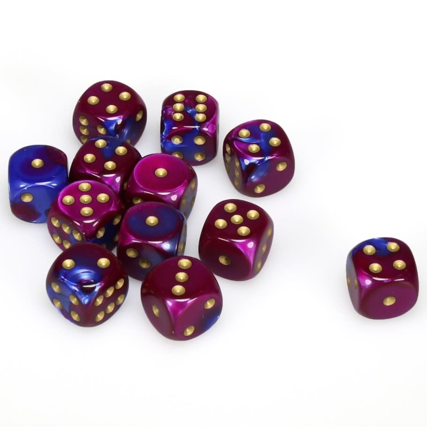 Chessex Chessex Gemini Blue / Purple with Gold 16 mm d6 12 die set