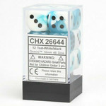 Chessex Chessex Gemini White / Teal with Black 16 mm d6 12 die set