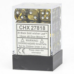 Chessex Chessex Leaf Black with Gold with Silver 12 mm d6 36 die set