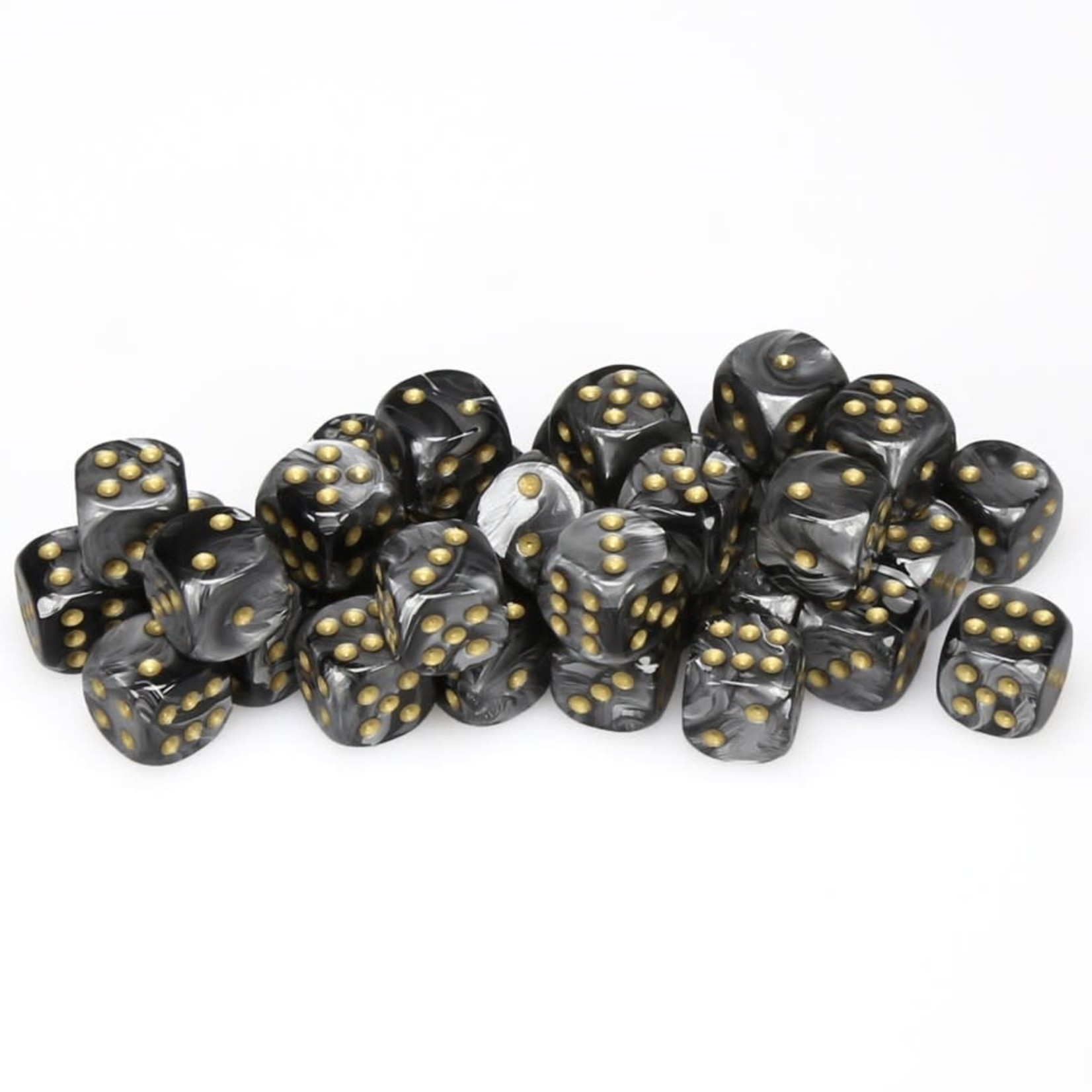 Chessex Chessex Lustrous Black with Gold 12 mm d6 36 die set
