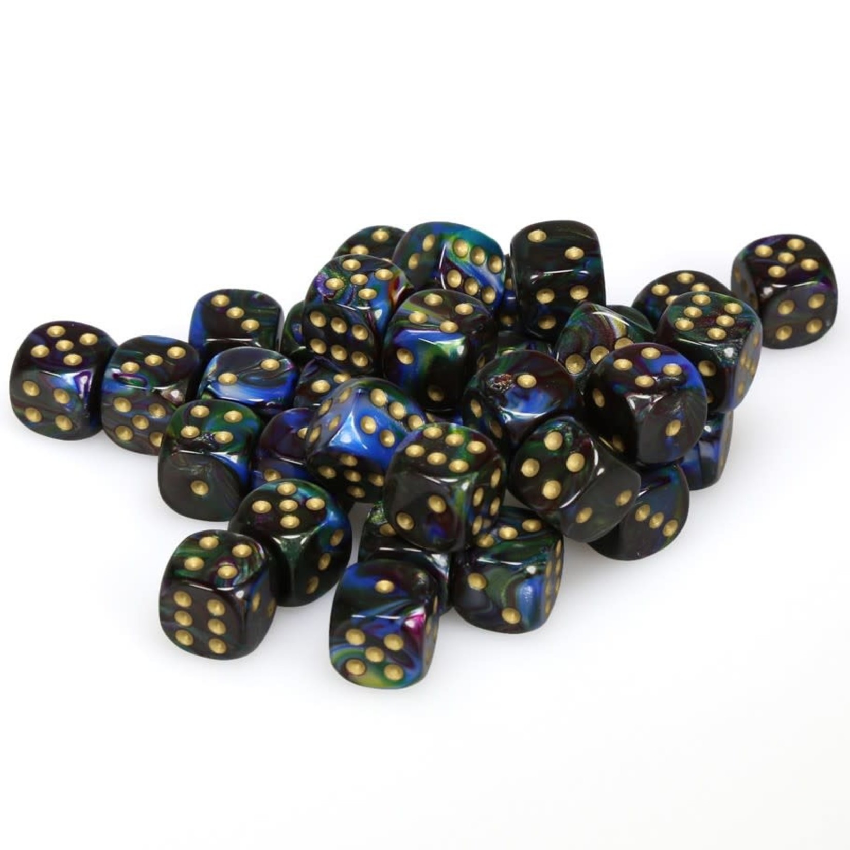 Chessex Chessex Lustrous Shadow / Gold with Black 12 mm d6 36 die set