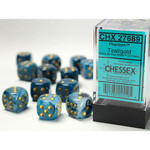 Chessex Chessex Phantom Teal with Gold 16 mm d6 12 die set