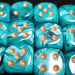 Chessex Chessex Vortex Teal with Gold 12 16 mm d6 die set