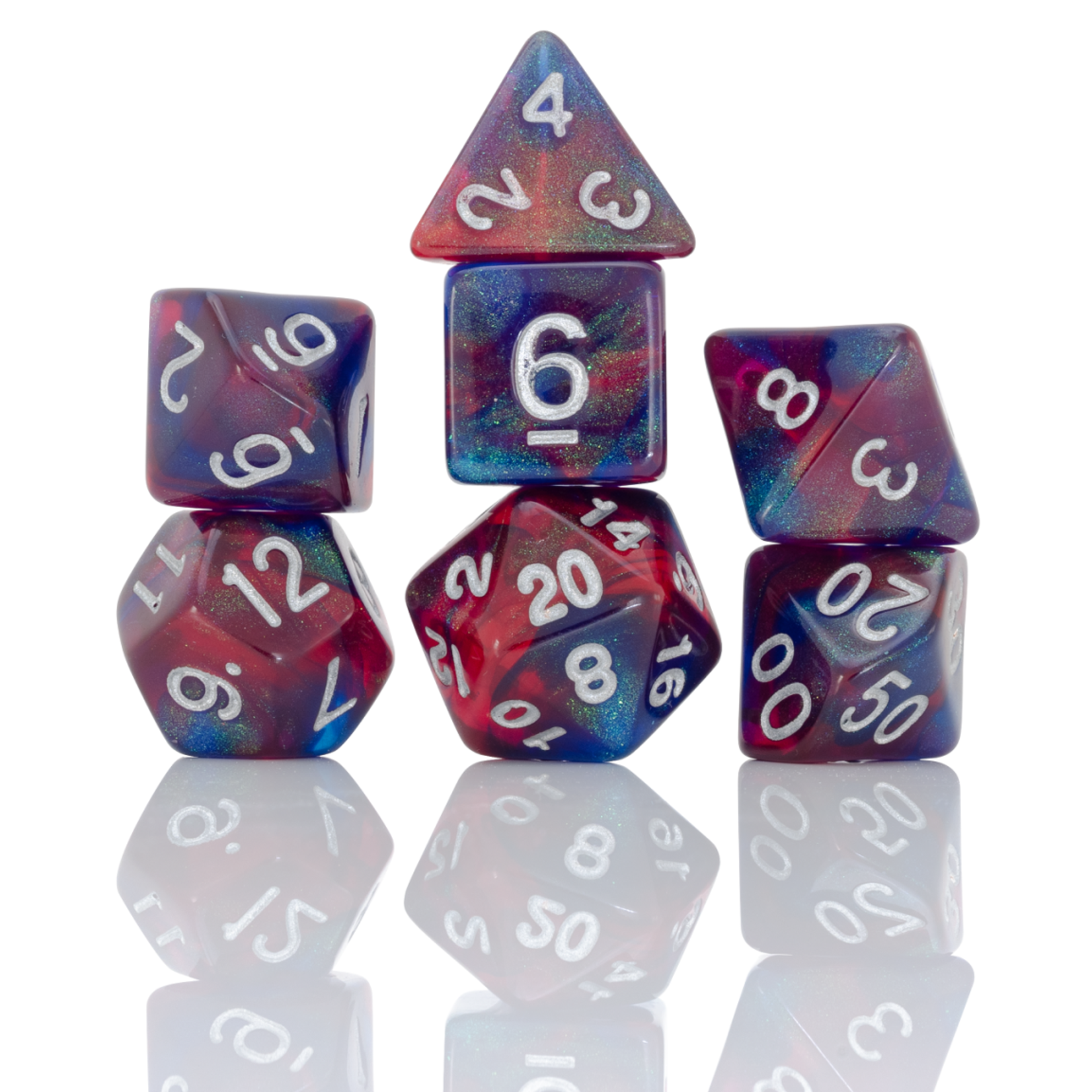 Sirius RPG Dice Summer Berries Purple with Pink Shimmer Polyhedral 8 die set