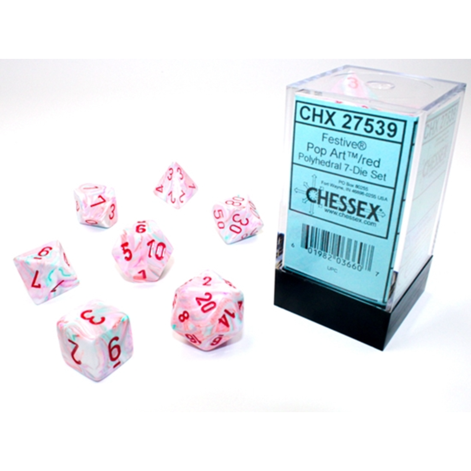 Chessex Chessex Festive Pop Art with Red Polyhedral 7 die set