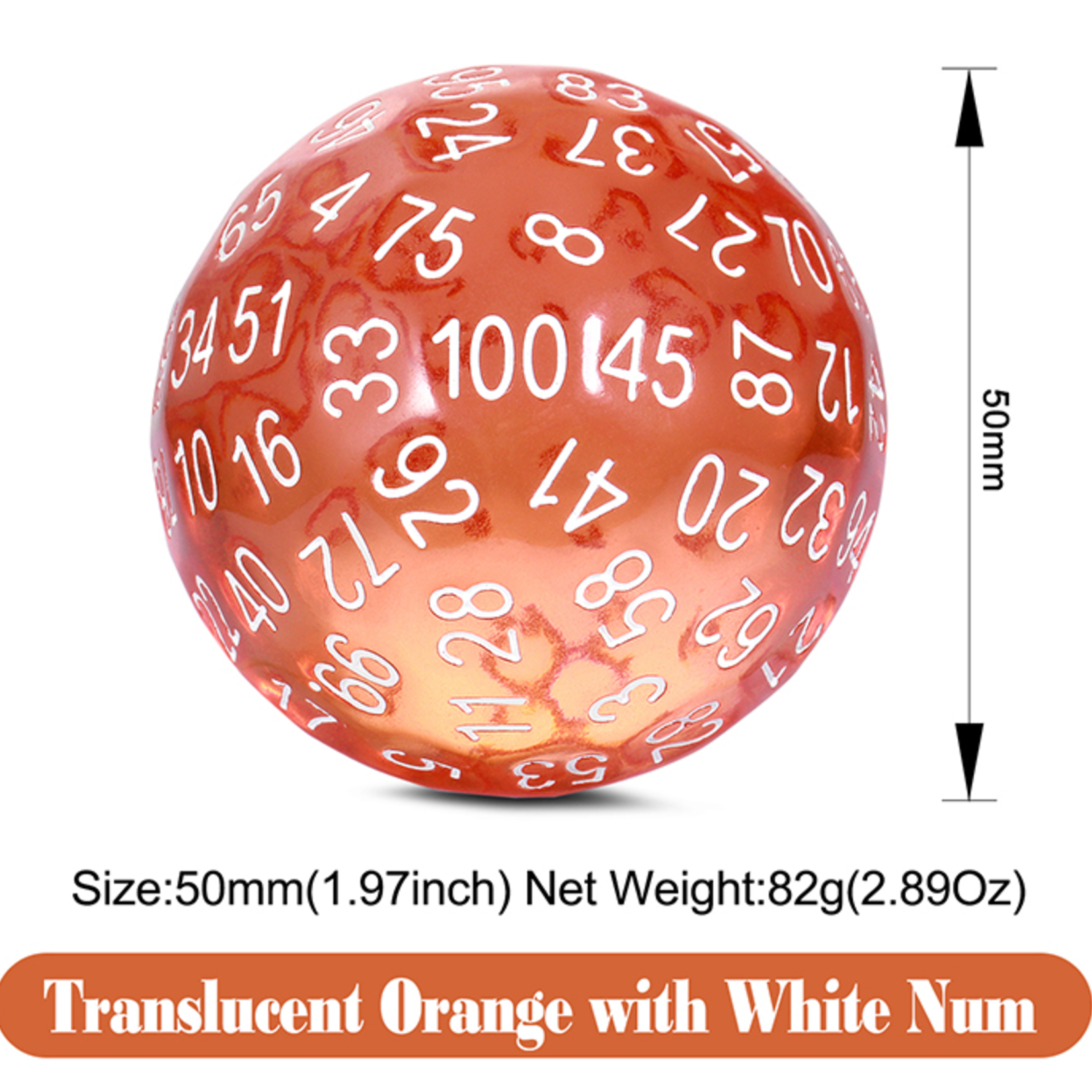 Dice Habit d100 Translucent Orange