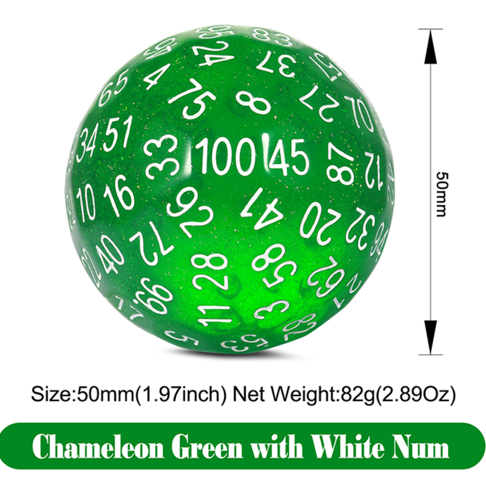 Dice Habit d100 Green Glitter