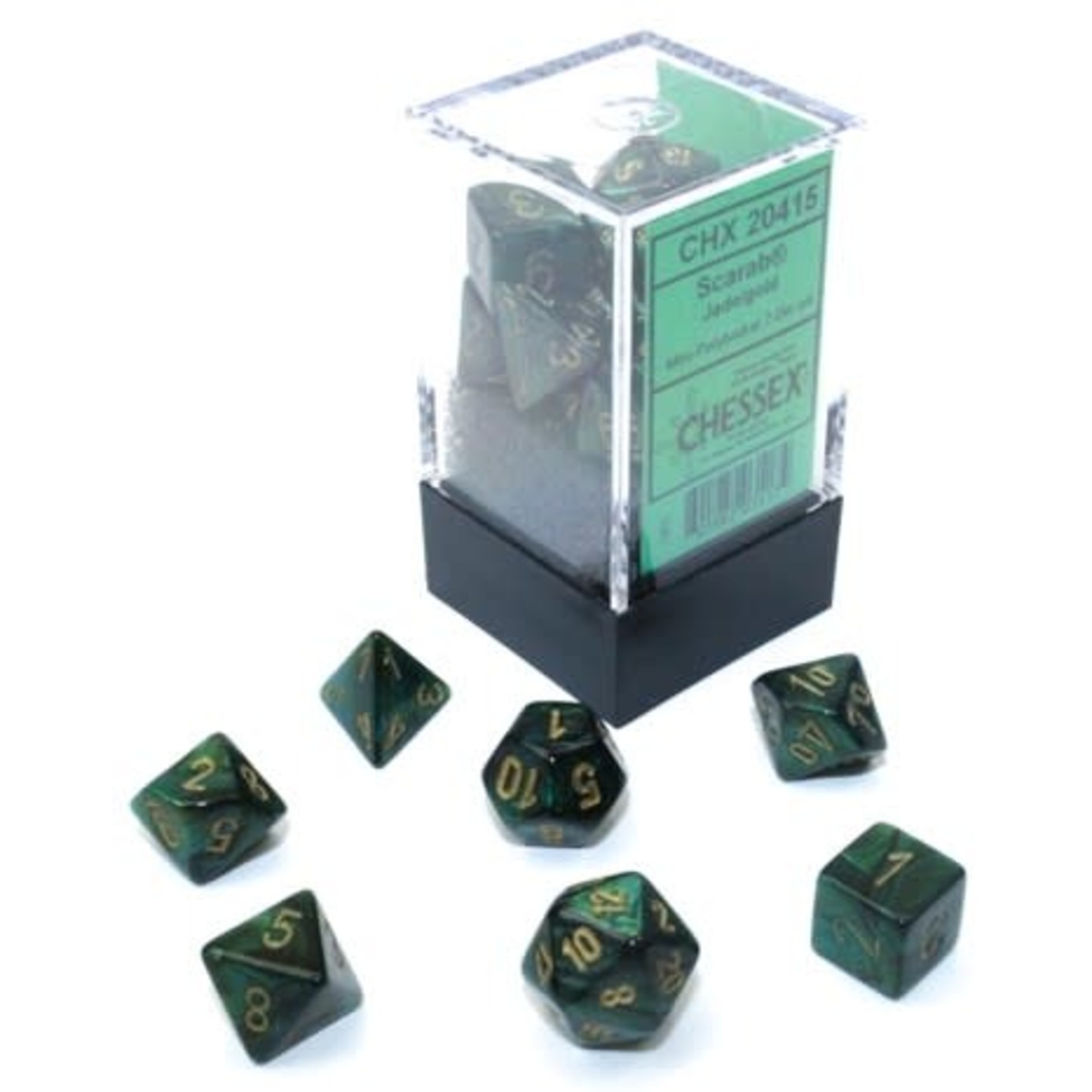 Chessex Chessex Scarab Mini Jade with Gold Polyhedral 7 die set