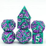 Foam Brain Games Dragon Scale Lagoon Metal RPG dice 7 die set