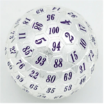 Foam Brain Games 45 mm Metal d100 Platinum with Purple