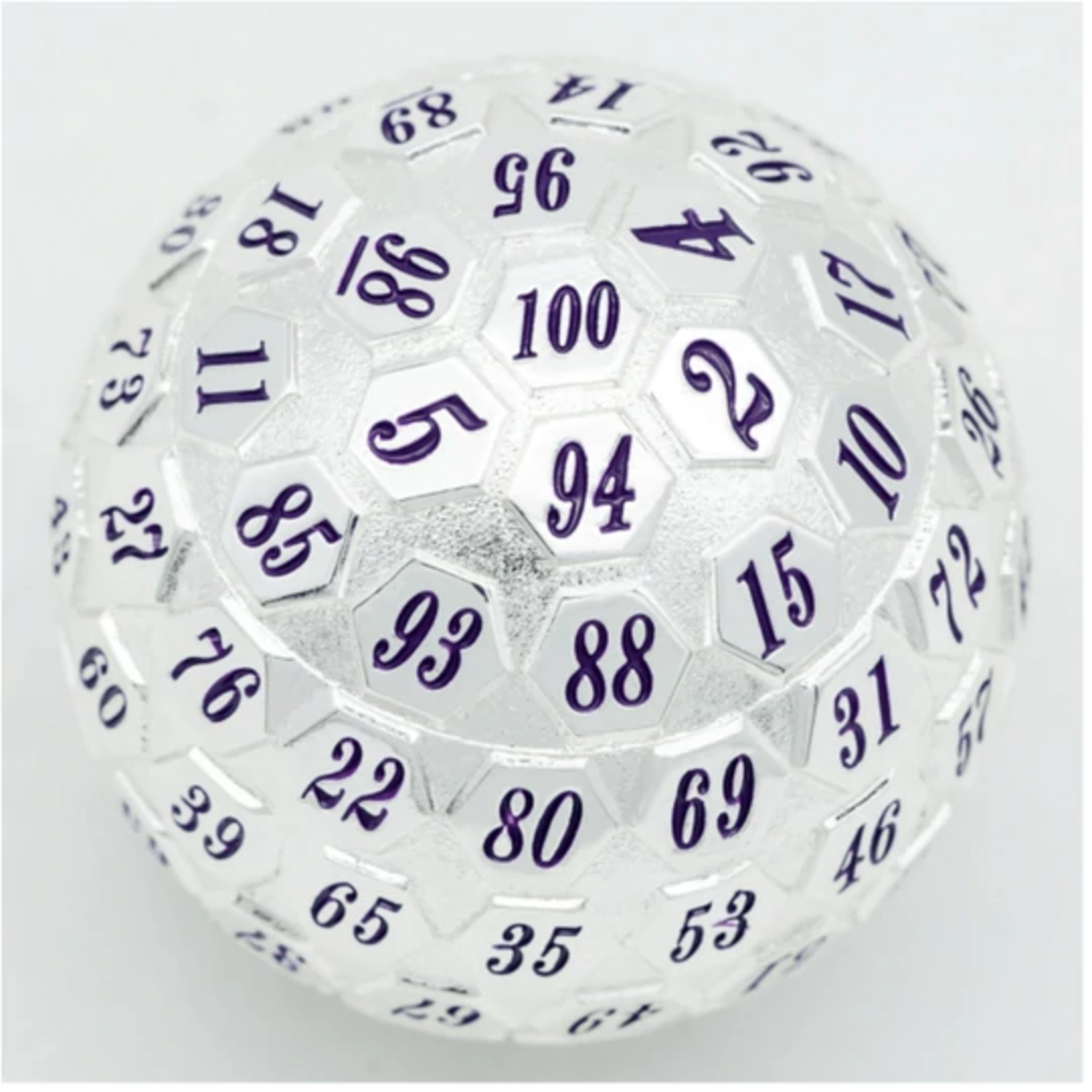 Foam Brain Games 45 mm Metal d100 Platinum with Purple