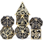 Dice Habit Hollow Dice Set Bronze Dragon Polyhedral 7 die set