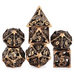 Dice Habit Hollow Dice Set Dragon Brass Polyhedral 7 die set