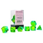 Chessex Chessex Gemini Translucent Green / Teal with Yellow Polyhedral 7 die set