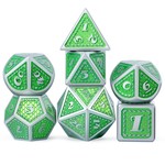 Dice Habit Serpent Green with Silver Polyhedral 7 die set