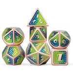 Dice Habit Island Blue / Green with Silver Polyhedral 7 die set