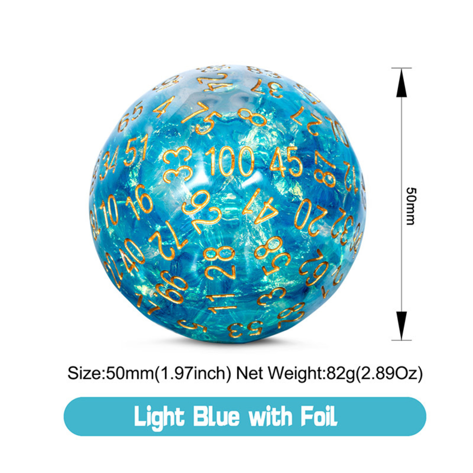 Dice Habit d100 Aquatic Light Blue Foil