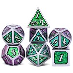 Dice Habit Cathedral Sparkle Green with Silver Polyhedral 7 die set