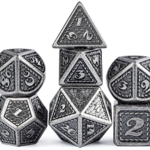 Dice Habit Knight Silver with Silver Metal Polyhedral 7 die set