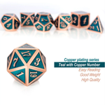 Dice Habit Teal and Copper Metal Polyhedral 7 die set