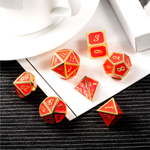 Dice Habit Glow in the Dark Red with Gold Metal Polyhedral 7 die set