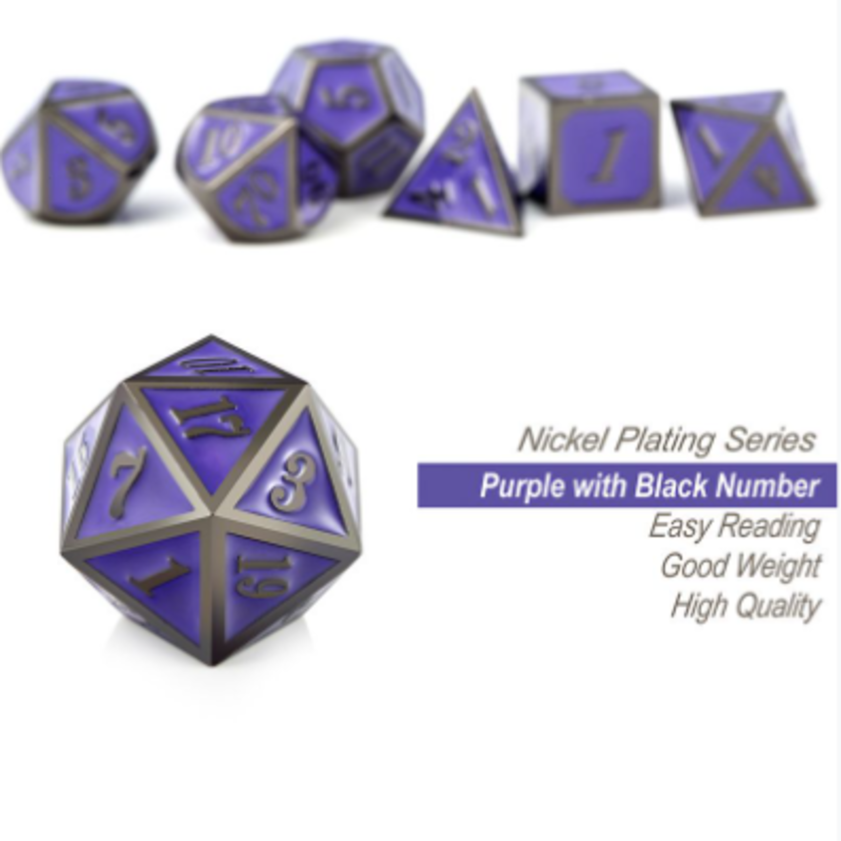 Dice Habit Grape Purple with Gunmetal Metal Polyhedral 7 die set