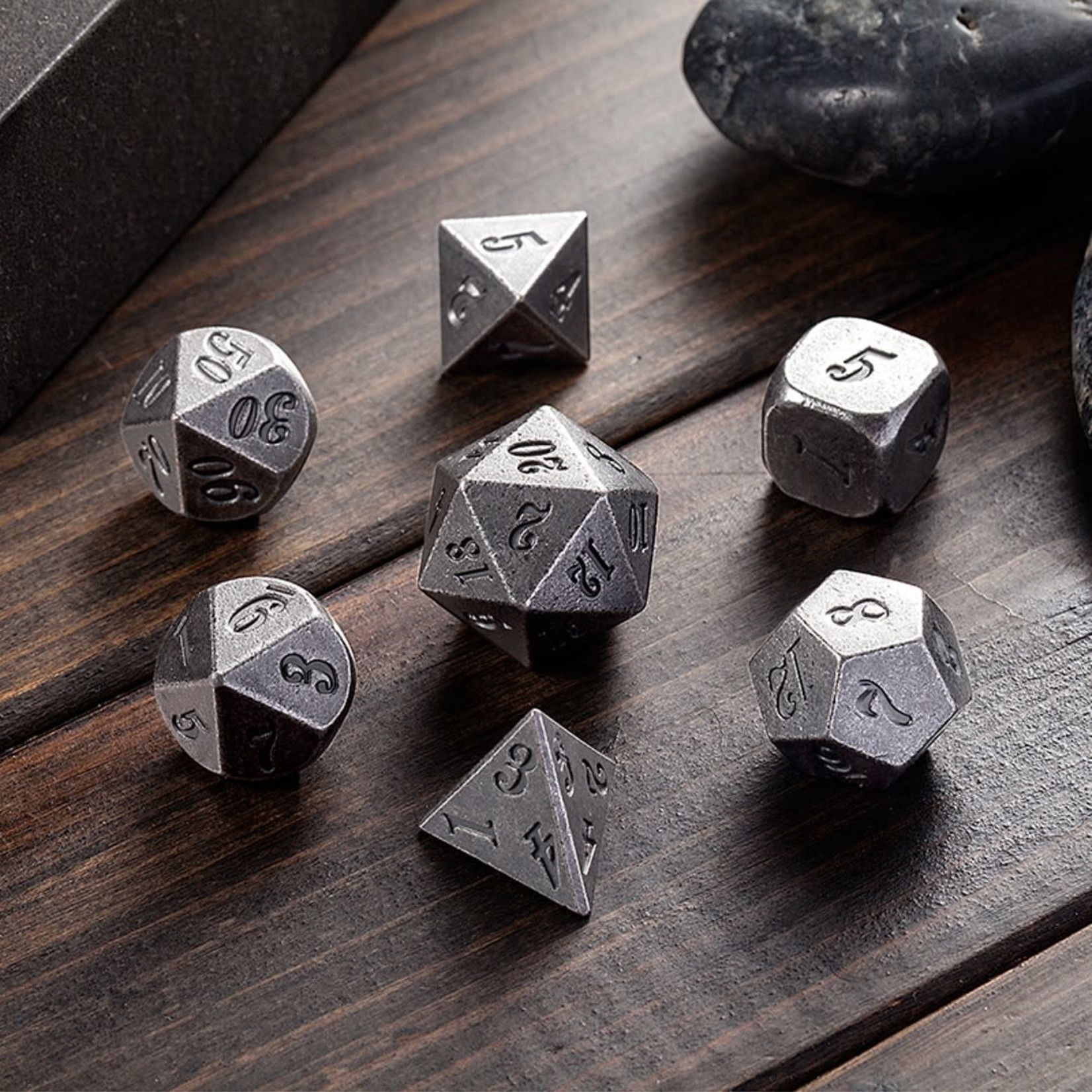 Dice Habit Crude Iron Metal Polyhedral 7 die set
