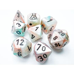 Chessex Chessex Lab Dice Lustrous Seashell w/ Black Luminary Polyhedral 7 die set