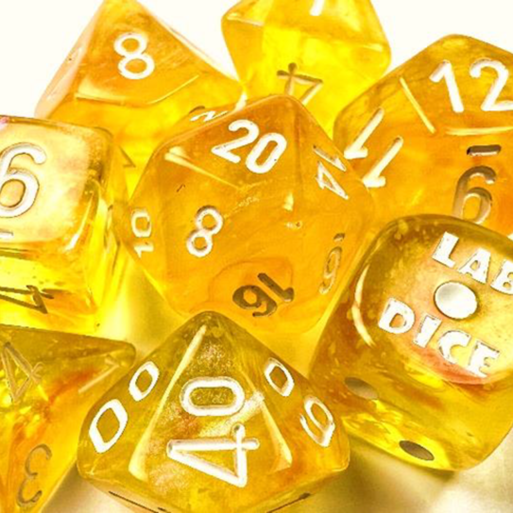 Chessex Chessex Lab Dice Borealis Canary w/ White Luminary Polyhedral 7 die set