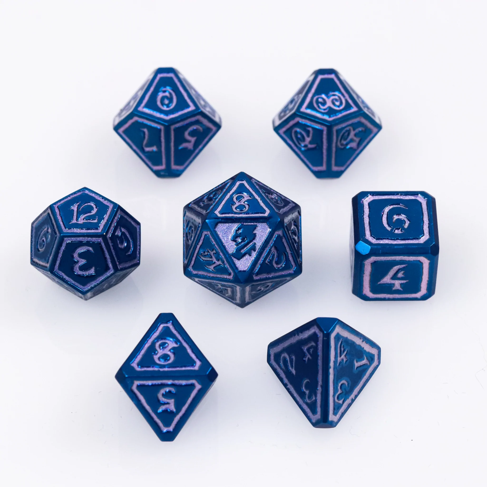 Die Hard Mages Guild Illusion Blue Metal Polyhedral 7 die set