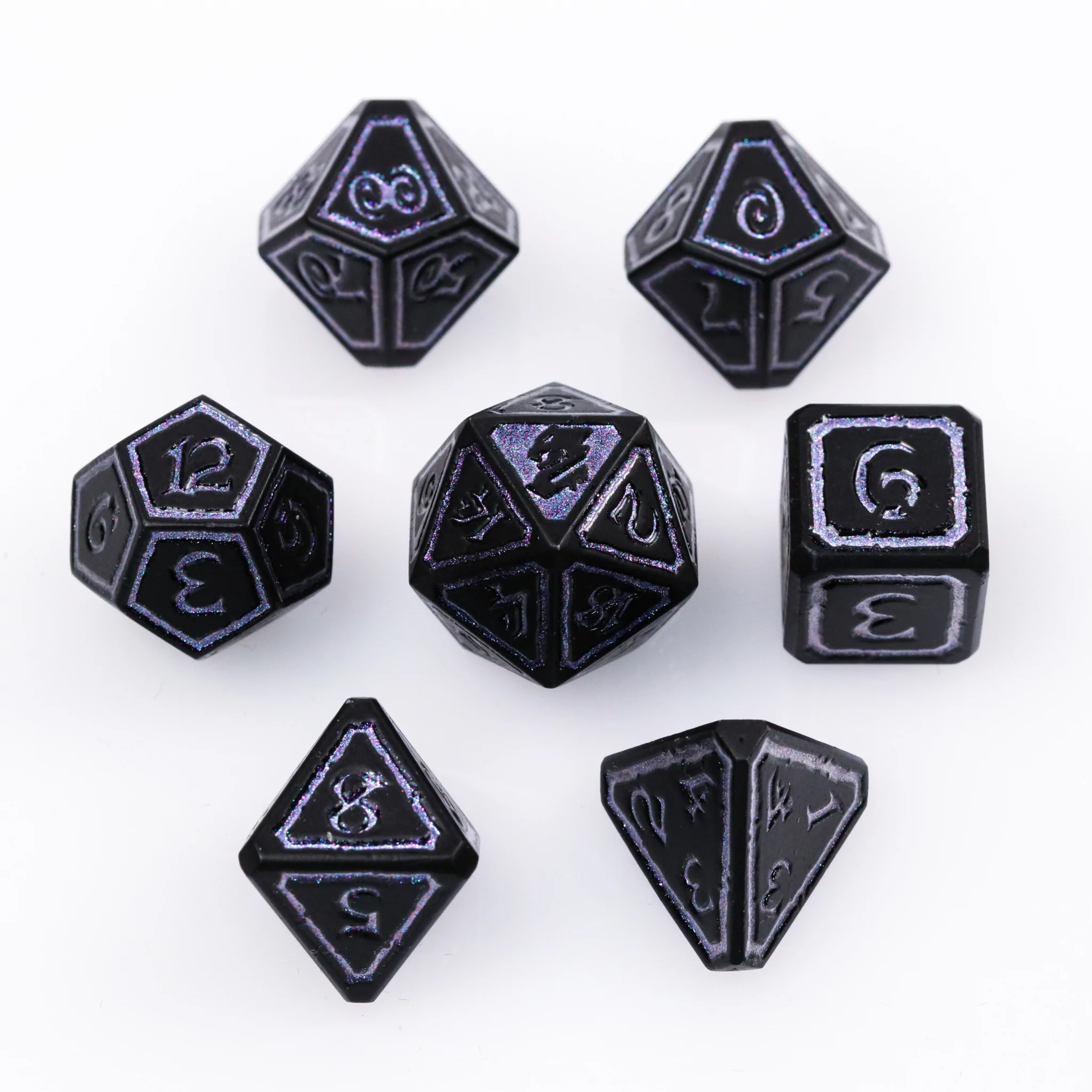 Die Hard Mages Guild Necromancy Black Metal Polyhedral 7 die set