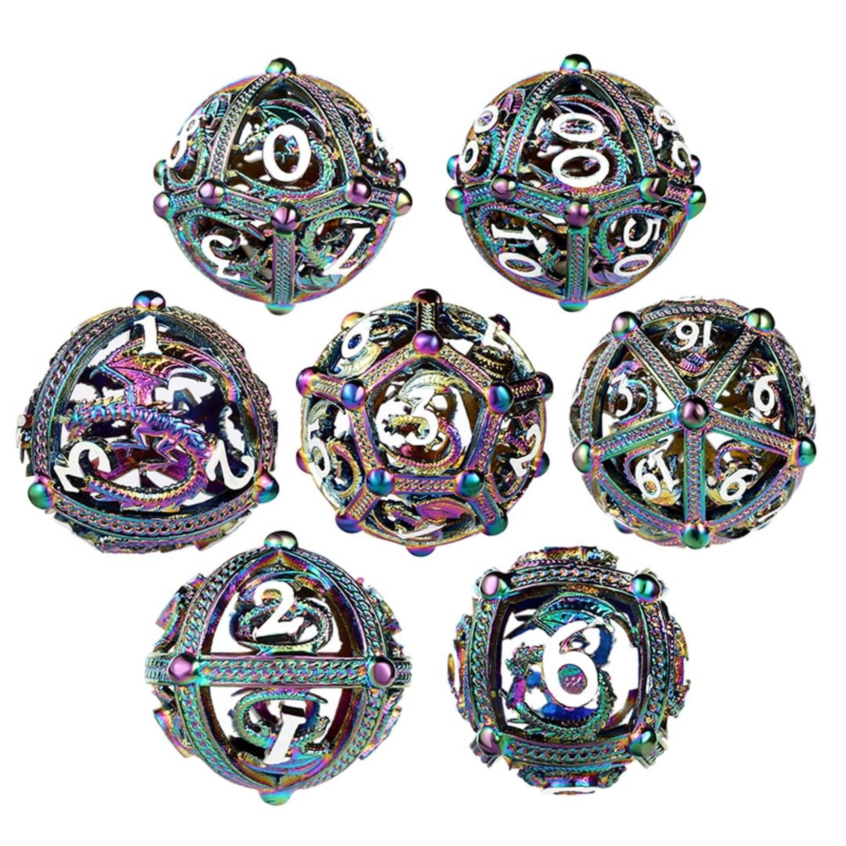 Dice Habit Hollow Orb Dice Set Dragon Iridescence Polyhedral 7 die set