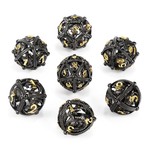 Dice Habit Hollow Orb Dice Set Dragon Black and Gold Polyhedral 7 die set