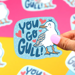 Turtle's Soup You Go Gull Seagull Animal Pun Friendship Vinyl Sticker