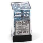 Chessex Chessex Lustrous Slate with White 16 mm d6 12 die set