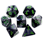 Chessex Chessex Gemini Mini Black and Grey w/ Green Polyhedral 7 die set