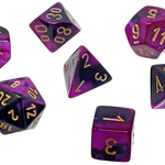 Chessex Chessex Gemini Mini Black and Purple w/ Gold Polyhedral 7 die set