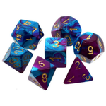 Chessex Chessex Gemini Mini Purple and Teal w/ Gold Polyhedral 7 die set