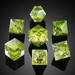 Dice Habit Liquid Core Green Lava Polyhedral 7 Die Set