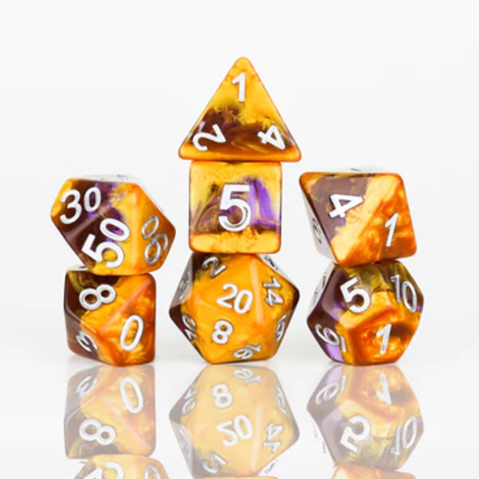 Sirius RPG Dice Amethyst Geode Polyhedral 8 die set