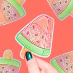 Turtle's Soup Watermelon Ice Pop Dreamy Liquid Glitter Vinyl Sticker