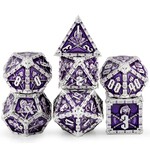 Dice Habit Reaper Purple with Silver Metal Enamel Polyhedral 7 die set