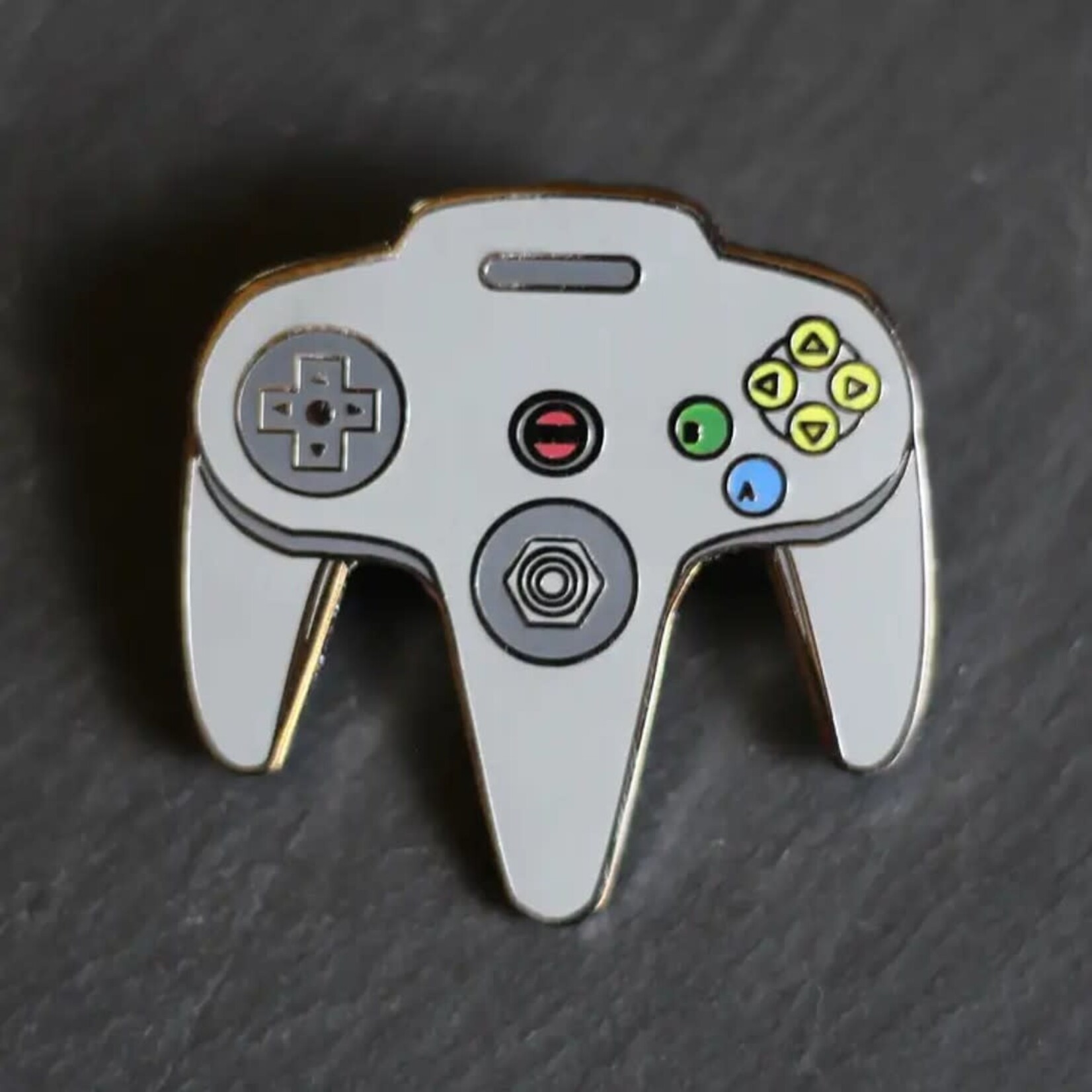 Real Sic N64 Video Game Controller Nintendo Grey Enamel Pin