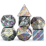 Dice Habit Stripe Dice Metallic Rainbow Metal Enamel Polyhedral 7 die set